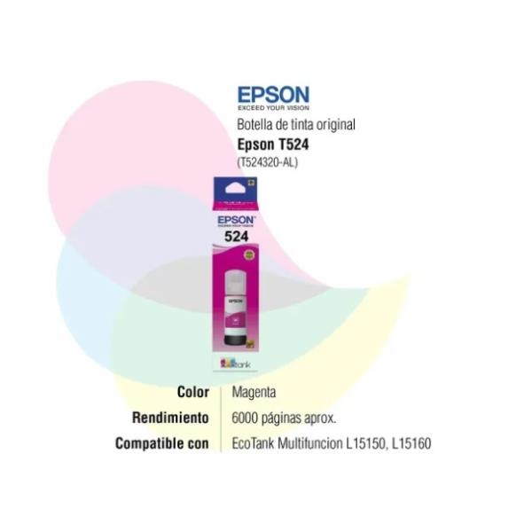 BOTELLA TINTA EPSON T524 MAGENTA (L6580-L15150-L15160) – Omega Computación